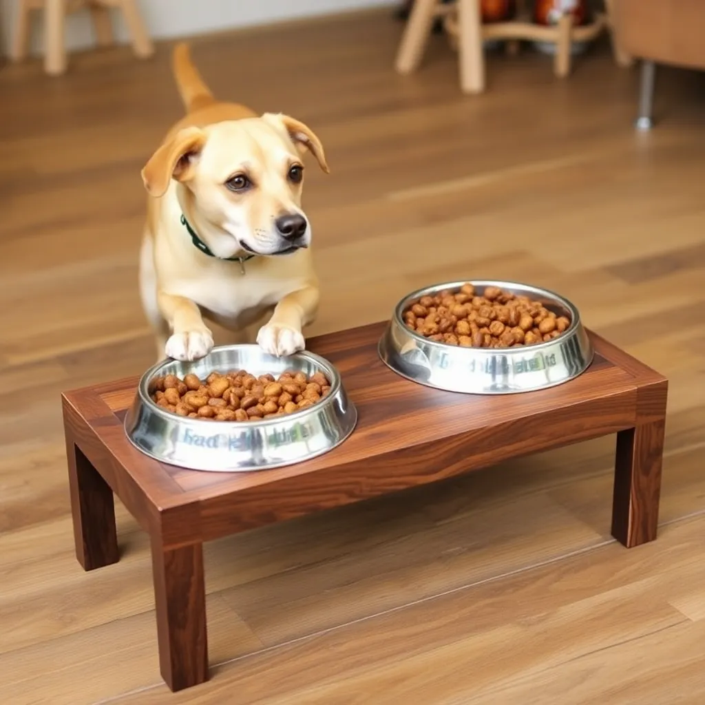 Elevated bowl allows dogs to swallow more easily